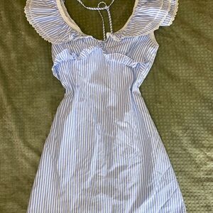Blue and White Striped Mini Dress 🦢